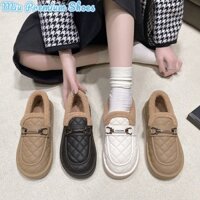 Giày lười lông cừu nữ Giày cotton ấm áp thoải mái
