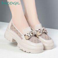 Giày lười lưới mới cho phụ nữ, giày da mềm, đế mềm, giày da mũi rộng, đế thoải mái, dép lưới thoáng khí