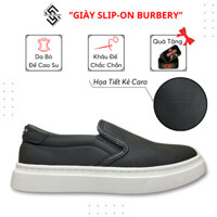 Giày Lười Nam BBR Slip On In Sần Cao Cấp , Giày Slipon Nam Da Bò Đế Cao Su (SL05)