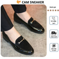 Giày Lười Nam Công Sở CAM SNEAKER Da Bóng Có Đai Vàng Kết Hợp Nỉ Có Đế Khâu Chắc Chắn Mã L190