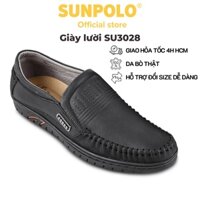Giày lười nam Da bò cao cấp SUNPOLO giày mọi đi làm công sở, đi chơi SU3028DN