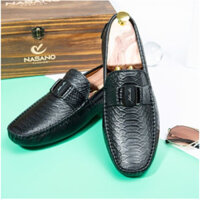 Giày lười nam da bò dập vân da trăn đế cao su NASANO GA 1303