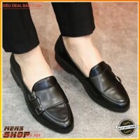 Giày Lười Nam Da Lì 2 Khóa Chéo Trẻ Trung [ Đế Khâu Chắc Chắn ] Mã L191
