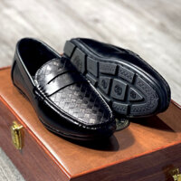 Giày lười nam da mềm in caro 3D thời trang, đế khâu chắc chắn ( mã MT BA )