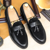 Giày Lười Nam Da nỉ Đơn Giản Có Chuông cao 3cm đế cao su non