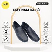 Giày lười nam đế bệt giày đế bệt đế cao su da bò tấm họa tiết đơn giản bề mặt da dạng sần A17