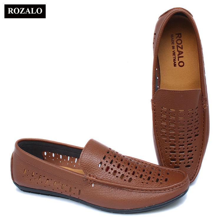 Giày lười nam đục lỗ da bò Rozalo R5801