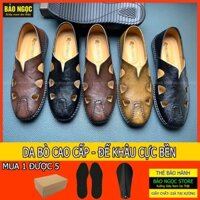 Giày lười nam mùa hè DA BÒ MỀM 2 lớp cao cấp✅ Giày rọ nam đục lỗ Thoáng Mát💥 Bảo hành Nổ Da-Bong Đế 12 tháng✅ Mã TH663