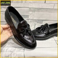 Giày lười nam nơ chuông da bò thật 100% bảo hành 2 năm