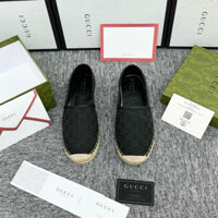 Giày lười nam slipon G.C quai dệt sợi vân chữ monogram đế thêu cói pha cao su khắc logo ong