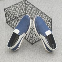 Giày Lười Nam Vải Jean Màu MẦU XANH