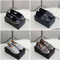 Giày Lười Nam_Giày đế cói Slip On Khâu GC, LV, DG, dập logo đính kim loại hot 2024