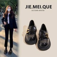 Giày lười nữ da nhỏ mới cao gót đế dày kiểu Pháp dành cho sinh viên giày đế mềm đa năng phong cách Nhật Bản