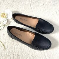 Giày Lười Nữ Da Thật  BINNA-61Giày Mọi  Nữ MũiTtròn Chất Da loại 1 Đế Bệt Chống Trượt phom chuẩn