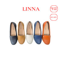 Giày Lười Nữ Đế Bằng LINNA-61 Giày Mọi Da Thật Mềm Êm Chân Loại 1Phom Chuẩn bảo hành keo đế 2 năm