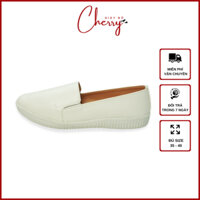 Giày Lười Nữ Đế Bệt Trắng Thời Trang Giày Mọi Nữ Da Mềm Có Big Size Cherry Shop SO01