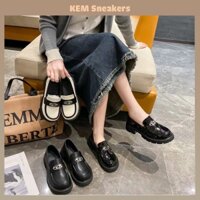 Giày Lười Nữ Đế Cao 4cm Mũi Tròn Chữ D Kiểu Dáng Hàn Quốc Sang Chảnh