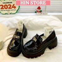 Giày lười nữ đế cao da bóng chữ Min phong cách Hàn Quốc, giày Loafer nữ cao cấp đi học, đi chơi hottrend MS29