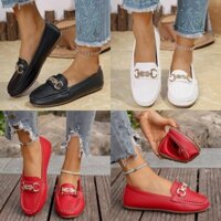 Giày lười nữ đế cao gót thời trang thấp có đế cao su thoáng khí cổ điển và