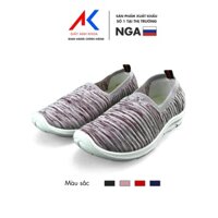 Giày lười nữ đế cao su, giày mọi nữ tinh tế chất liệu vải dệt Knit thoáng khí ANH KHOA 992