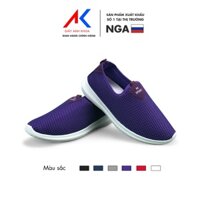 Giày lười nữ đi mưa, giày mọi nữ đế cao 3.5cm chất liệu vải dệt Knit ANH KHOA 913A