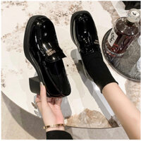 Giày lười nữ giày moca Miu da bóng êm mềm độn đế 7p thời trang lên chân tôn dáng