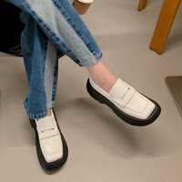 Giày lười nữ Moka loafer mũi vuông đế dày 5cm phong cách Hàn Quốc hàng Quảng Châu cao cấp full box OU02