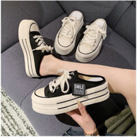 Giày lười nữ SMILE vải canvas đế 5p A35