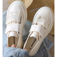 Giày lười nữ vải cavas độn đế Basic 2 Quai Dán cao cấp xịn