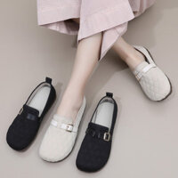 Giày lười phẳng phong cách Chanel thời trang đa năng thoải mái đế mềm giày đi làm giày slip-on cho mẹ