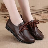 Giày lười slip on nữ da mềm đế chống trượt 666