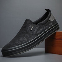 Giày Lười Slip On Vải In Họa Tiết SHANBU Mẫu Mới 2024 Chất Liệu Lụa Lạnh Đế Cao Su - Mã SP 24162