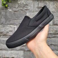 Giày lười slipon vải nam giá rẻ MINGBAO - Chất liệu vải bố 3 màu đen full, đen đế trắng và trắng - Mã SP 228-1