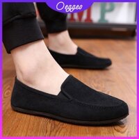 Giày lười vải canvas màu trơn thời trang nam