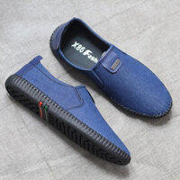 Giày lười vải nam 3 màu đen - xanh - nâu đế cao su khâu chắc chắn