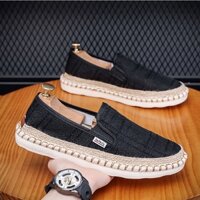 Giày lười vải Slip on nam mẫu mới 2023 - Chất liệu vải bố đế cao su bo viền đay cá tính - Mã 8929