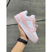 Giày LV Louis Vuitton Trainer Hồng, Giày Sneaker LV Thể Thao Nam Nữ Hot Trend Full Phụ Kiện