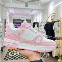 Giày LV Louis Vuitton Trainer Hồng, Giày Sneaker LV Thể Thao Nam Nữ Hot Trend Full Phụ Kiện