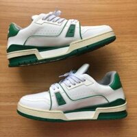 Giày LV trainer #54 xanh lá, giầy sneaker louis vuitton 54 white green nam nữ unisex da cao cấp dễ phối đồ