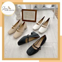 Giày mary jane cao gót mũi vuông đế vuông cao 4f thời trang Shoes Paradise L045