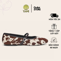 Giày Mary Jane Nữ Hàng Hiệu, Giày Búp Bê Nữ Quai Ngang Đế Bệt Họa Tiết Bò Sữa Có Big Size, Giày Xuất Xịn YAMI