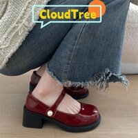 Giày Mary Jane nữ tăng chiều cao 5cm kèm khóa ngọc trai, thời trang và đa năng