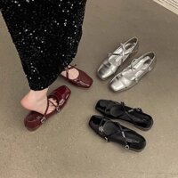 Giày Massage Pháp Chanel Phong Cách Bạc Cổ Tích Cùng Phong Cách Giày Nữ Mùa Xuân 2025 Phong Cách Mới Phù Hợp Với Nông Miệng Retro Mary Jane Giày 25.3.19