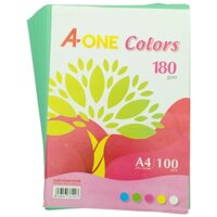 Giấy Màu Bìa Thái A-One A4 180gsm (100 Tờ) – Mẫu 3 – Xanh Lá