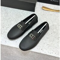 Giày moca lười Dior Đen sần logo CD bạc LA 1-1 on web fullbox TANYA