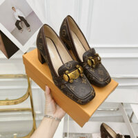 Giày moca  LV nữ đế vuông 5-6p- Hàng QC fullbox