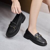 Giày moca nữ giày oxford nữ cao 3cm giày lòaer da nữ mũi tròn da mềm tag đồng Quảng Châu cao cấp, M21
