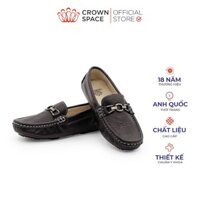 Giày Moccasin Bé Trai Crown Space Giày Lười Cho Bé Vải Da Mềm Cao Cấp Phối Họa Tiết Phong Cách Anh Quốc Lịch Sự CRUK451