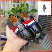 Giày mọi giày lười da caro bé trai phối khóa kim loại vàng size từ 21 đến 35 - B47 Bicmen