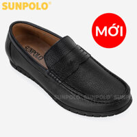 Giày Mọi Nam, Giày Nam Da Bò SUNPOLO SU2511 Đen - 40 - Màu Đen